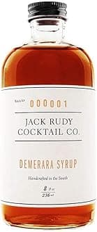 Jack Rudy Cocktail Demerara Syrup (8 ounce) | Amber Demerara Sugar | Syrup for Cocktail Mixers, Coffee, and Desserts |