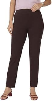 BlissClub AM PM Cotton Straight Pants for Women, Formal Trouser for Women Office Wear with High Waist, Wide Waistband and 2 Pockets,Regular Variant Below 5'4