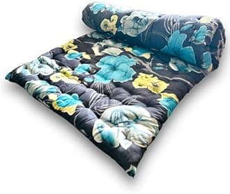 Soft Cotton Foldable Mattress - Lightweight, Firm Single Gadda | 3D Design Print, 72x36 Inches (3x6 ft) | Portable for Picnic, 1 Sleeping Capacity (Dark Grey Floral Mattress)