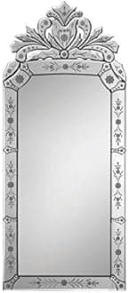 VENETIAN IMAGE Venetian Vertical Designer Mirror for Living Room Hall Mirror | Silver | 42.9L x 18.9W Inches