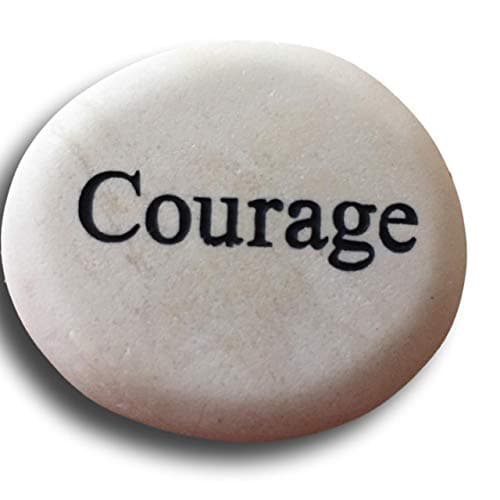 Courage Word Stone River Rock- 2" Cream