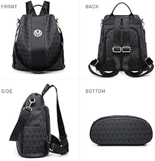 Lightweight Women Fashion Backpack Mutil Pockets Signature School Anti-Theft Rucksack Shoulder Bag Handbag w/Wristlet Wallet