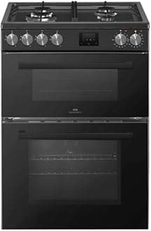 New World NWDO60DFS 60cm Freestanding Dual Fuel Cooker - Silver (Black) [Energy Class A]