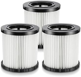 DCV581H DCV580H Vacuum Replacement Filter for DEWALT 20V MAX Wet/Dry VAC DCV580H (Cordless) DCV581H DCV5801H Portable Shop Vac Vacuum 2 Gallon Tank Capacity, Washable and Reusable Hepa Filter, 3 Pack