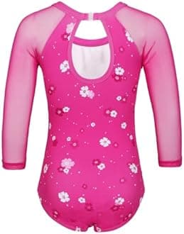 Gymnastics Leotards for Girls With Shorts Sparkly Ballet Dance Long Mesh Sleeve