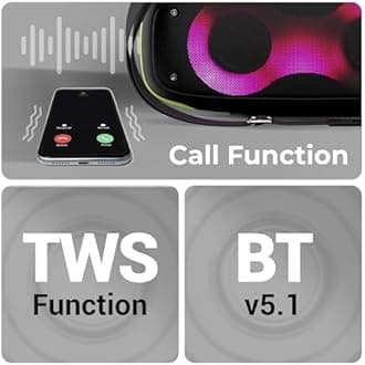 ZEBRONICS Sound Feast 700 80W Output, Portable Wireless Speaker with Bluetooth 5.1, TWS, 13h Backup, USB, mSD, AUX, Detachable Carry Strap & RGB Lights