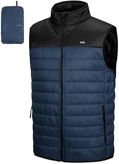 33,000ftMen's Lightweight Gilet, Packable Quilted Puffer Padded Vest Outerwear, Body Warmer Windproof Sleeveless Jacket for Golf Running Hiking Horse Riding