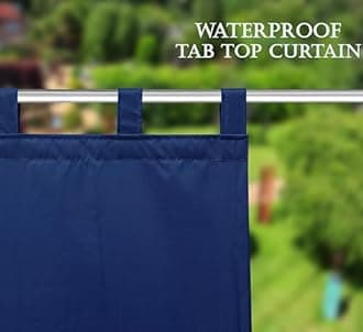 Polyester 300GSM Fabric Waterproof Rain & Sun Blockage Curtains(NavyBlue 4.5 X 5.5 Feet,Pack of 2) with Top Style Loop Used for Door,Balcony,Outdoor & Indoor Area