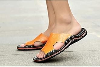 Amaonz Mens Slippers Outdoor Summer Genuine Leather Slides For Men Couple Non-Slip Women Home Fashion Casual Single Shoes Large Size