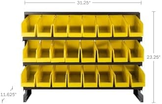 Small Parts Organizer with 24 Plastic Storage Bins - Powder-Coated Steel Rack with Removable Drawers for Garage Organization by Stalwart (Yellow)