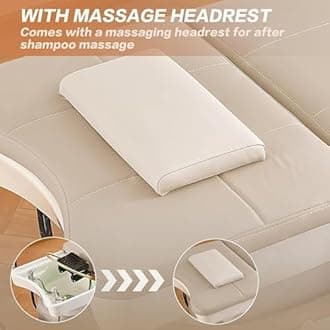 Water Heater Salon Shampoo Bed, Head Therapy Constant Temperature Shampoo Bed, Water Circulation Hair Care Fumigation Beauty Massage Bed,Beige