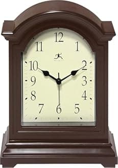 Infinity Instruments Brown Antique Grandfather Table Clock 9x6 Mantle Desk Clock Mini Desktop Table Mantel Decor Vintage Living Room Decor