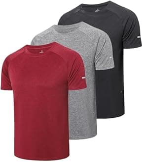 1/3 Pack Mens T-Shirts Quick Dry Short Sleeve Tops Moisture Wicking Active Athletic Running Work Shirts