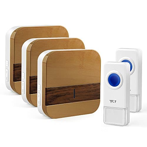 Wireless doorbell Waterproof Remote Doorbell with 2 Remote Button&3 Plugin .Power persistence.Operating at over 500feet Range with.52 kinds of ring tones.No Batteries Required for Receiver(wood)