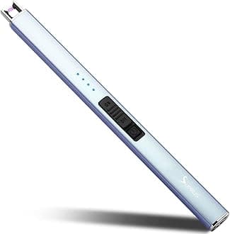 Electric Lighter Arc Windproof Flameless USB Rechargeable Lighter with Safety Lock for Candle BBQ Camping (Blue)