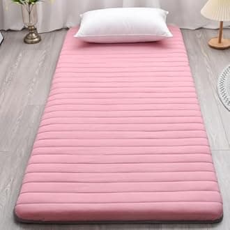 XDone Pink Single Thickened 5cm Soft Futon Mattress, Japanese Tatami Mat, Portable Roll Up Mattress, Folding Sleeping Bed Pad for Home, Camping, Couch (90x200cm)