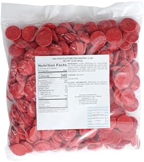 Red Chocolate Melting Wafers, 2lb Bulk Bag, Red Chocolate, Red Candy, Melting Chocolate Candy Discs For Baking, Dipping, Decorating, Bulk Chocolate Bag - The Hampton Popcorn & Candy Company
