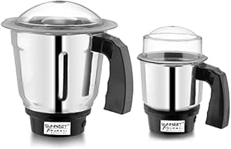 Sunmeet Dry and Chutney for Mixer Grinder Set of 2 Stainless Steel Mixer Chutney Jar with Handle Heavy Duty Aluminium Base with Lid Fitting All Regular Grinder Mixer (350 ml & 700 ml)