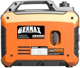 GENMAX Portable Inverter Generator, 2000W Ultra Quiet Gas Motor, EPA Compatible, Eco Mode Function, Ultra Light, Suitable for Home Backup and Camping (GM2000i)