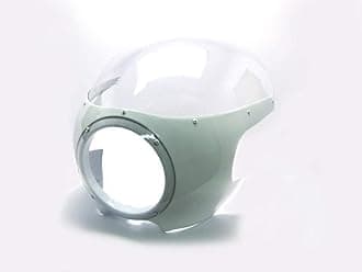 Cafe Racer Style Universal Motorcycle Headlight Fairing Cowl and Windshield - Retro White with Clear Screen