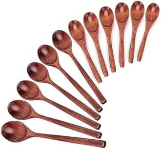 Wooden Spoons Set - 12pcs (6pcs 9in & 6pcs 6in), for Eating, Mixing, Stirring, Coffee, Tea, Jam, Bath Salts