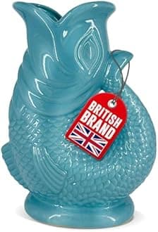 Water Carafe, Ceramic Jug in Fish Shape, 1.5 L, Surf Blue