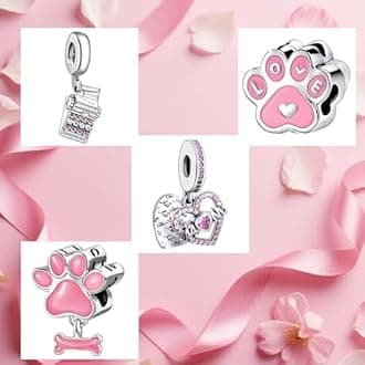 9 Pack Silver Spacer Beads Charms fit Pandora Bracelet CZ Pendant Set