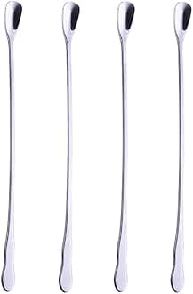 Delove Stainless Steel Cocktail Stirrers Mixing spoon Drink Coffee Stir Sticks Stirring Tea Spoon,Set of 4 (Sliver, 7.8-Inch)