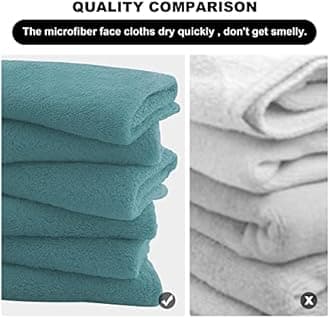 MOONQUEEN Microfiber Facial Cloths Fast Drying Washcloth 12 Pack - Premium Soft Makeup Remover Cloths - Teal