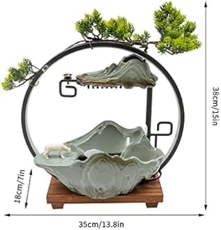 15In Fake Tree Bonsai Humidifier Water Fountain Waterfall Indoor Tabletop Decration with LED Light, Atomizer Circulating Water, Japanese Zen Decor Meditation Feng Shui Decor Festival Birthday surprise