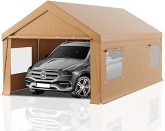 Carport 10x20 Heavy Duty Portable Garage,Carport Canopy with Roll-Up Windows & Doors,Portable Garage and Shelter with Removable Sidewalls,Car Tent Garage with All-Season Tarp for Truck Lawnmower Bike