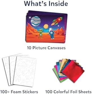 Skillmatics Foil Fun - Space, No Mess Art & Craft Kit for Kids, DIY Creative Activity, Travel Toys, Perfect Gifts for Girls & Boys Ages 4, 5, 6, 7, 8, 9