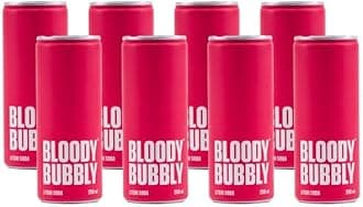 BLOODY BUBBLY LITCHI SODA | Naturally Flavoured Soda | 44 Cal Per Can | No Added Artificial Flavours, Colours & Preservatives (250ml Each_Pack of 8)