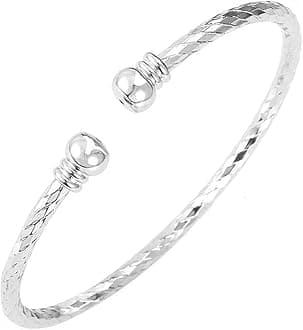 Sterling Silver Bangle Bracelets for Women,Fashion Jewelry Simple Adjustable 925 Silver Cuff Bangles for Women Mom Wife Valentine Mothers Day Gift