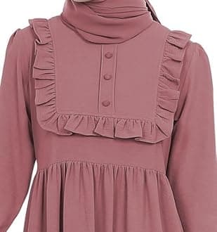 Muslim Closet� Abaya for Young Girls Age Below 14 Years | Kids Abaya with Ruffled Design over chest | Baby Girl Burqa Design (MC-KRFL001)