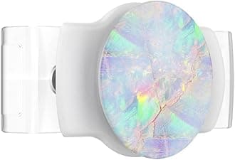 PopSocketsPopGrip Slide Stretch Non-Adhesive Phone Stand & Grip with Square Edges and a Swappable Top - Compatible with Most Phones - White Opal