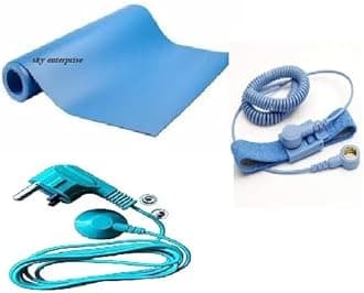 Sky-Zero Volt Therapy kit Grounding Mat Pad Earthing Sheet With 3 pin Plug & Grounding Wrist Band for Grounding Human body volatge (SIZE) (2X6 FT)