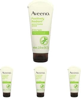 Aveeno Positively Radiant Skin Brightening Exfoliating Daily Facial Scrub,2.0 oz (Pack of 4)