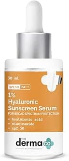 The Derma Co 1% Hyaluronic Acid Sunscreen Serum with SPF 50 & PA+++ | Gives Broad Spectrum Protection & Helps Skin Glow | Lightweight & Non-Greasy Formula | 1.01 Fl Oz/30ml