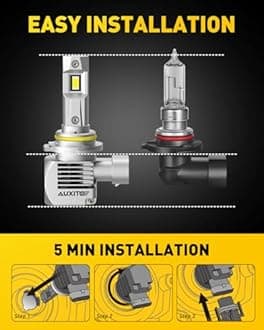 AUXITO 9OO5 Bulbs, Super Bright 30000LM 6000K Cool White with Cooling Fan, IP67, Pack of 2