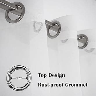 Outdoor Curtain for Patio, Grey Linen Look Semi-Sheer Curtains Waterproof Light Filtering Voile Outside Grommet Drapes for Pergola Balcony Pool Indoor 2 Panels, W100 x L84