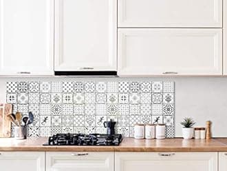 murando Glass Splashback for Kitchen Backsplash Cooker Protector Tempered Glass Decorative Wall Art Panel Heat Resistant Graphic 80x80 cm / 32"x32" Tiles Mosaic f-B-0295-aq-a