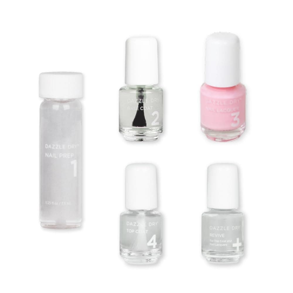 Dazzle Dry Mini Kit 4 Step System - Yoga Mama - A light chalky bubblegum pink. Full coverage cream. (5 Piece Kit / 5 Manicures)