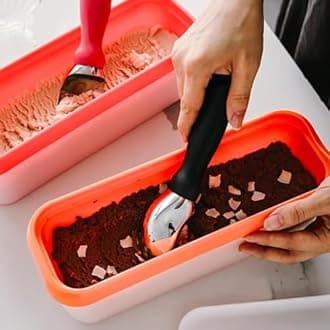 Long Scoop Reusable Ice Cream Container with Lid for Home Made Ice Cream Storage (Orange, Pack of 1)