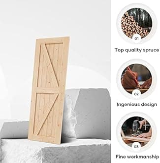 EaseLife 32in x 84in Sliding Barn Door with 5.5FT Barn Door Hardware Kit & Handle Included,DIY Assemblely,Easy Install,Interior Rooms & Storage Closet,K-Frame