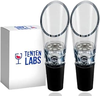 Wine Aerator Pourer (2-Pack) by TenTen Labs - Premium Red Wine Decanter Set for Wine Bottles - No Drips or Spills - Improves Taste and Smell Immediately - Gift Box Included - Black