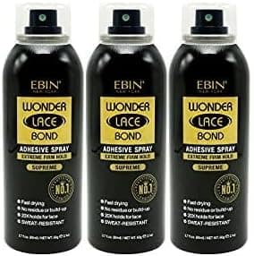 EBIN NEW YORK Wonder Lace Bond Adhesive Spray Supreme 3pack - Extreme Firm Hold 2.7oz/ 80ml | Active Use, Fast Drying, No Residue, No Build-up, Powerful Hold, All-Day Hold, Daily Wig Application