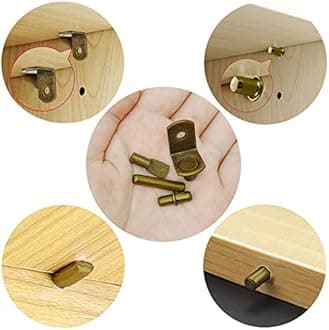 104Pcs Shelf Pins Pegs Kit,4 Styles Shelf Support Pegs,Bookshelf Pegs for Shelves,Cabinet Shelf Bracket Pegs Shelf Holders Pins for Kitchen Furniture & Closet ( 5mm & 1/4inch,Bronze Tone )