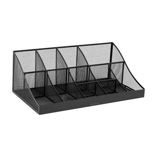 Mind Reader Countertop Organizer, 2-Tier Office Breakroom Supply Caddy, Metal Mesh, Black