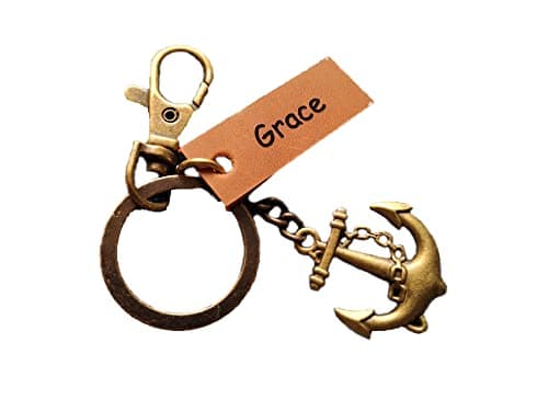 Anchor Keychain Engraved Leather Keychain Custom Key Chain Gift Personalized Keychain Bag Accessories